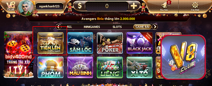 Lựa chọn game bài tiến lên miền Nam V8club